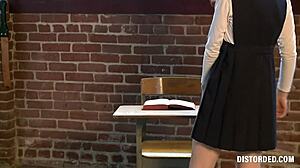 a student with bad behavior at distorded gets whipped and fingered