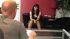 angie sss latina slut's first porn casting with choking and deepthroat blowjob