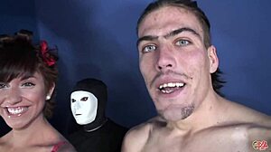 Amateur with big tits gets facial from 17 guys in doggystyle