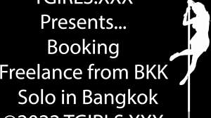 Hung trans cutie explores her huge cock with dildos and anal toys in solo play