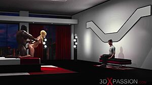 Watch this young blonde get fucked hard by a big black cock in doggystyle. She begs for more.