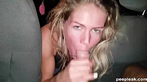 cum keeps her warm in the car