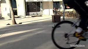 big ass brunette toys and fucks strangers in public