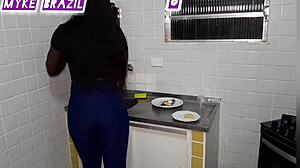 Fernanda chocolate arrives from gym tense and has intense sex with husband in sheer lingerie