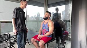 Skinny Barber Eats Buff Client