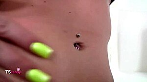 Shemale milf teases the cameraman with her big tits