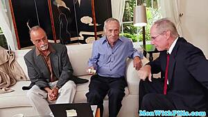 Amateur Teen Pleasures Three Geriatrics With Blowjob And Riding