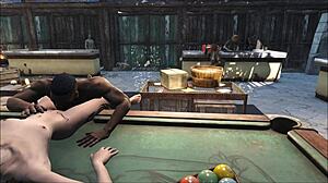 Foursome Pool Table Party! Brunette Gets Fucked On Desk!