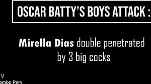 young slim brazilian mirella dias fucks 3 big cocks with dirty talk