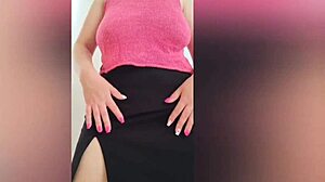 Cute Student Films Herself in Black Skirt