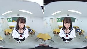 In the classroom, she confesses love to senpai, willing to do anything, and he gives perverted orders like a king