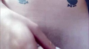 Sexy inked tranny giving a hot solo fingering