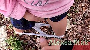 I film not in the woods part 2 petite redhead gets handjob and cumshot in forest