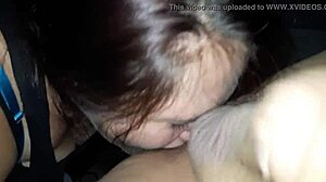 sexy cumshot scene in the bedroom with a hot brunette