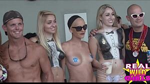 Slutty street flashing turns heads at wild Fantasy Fest party