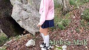 I film not in the woods part 2 petite redhead gets handjob and cumshot in forest