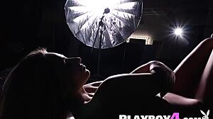 Blonde model lindsay marie poses in lingerie before striptease