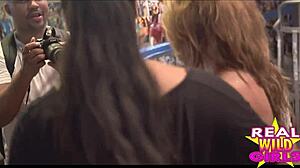 Slutty street flashing turns heads at wild Fantasy Fest party