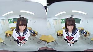 In the classroom, she confesses love to senpai, willing to do anything, and he gives perverted orders like a king