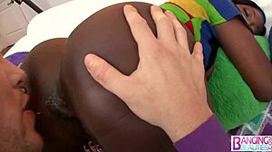 Ebony Janea Jolie Feels Intense Pleasure As Mike Adriano's Big White Cock Fucks Her Ass And Deepthroat