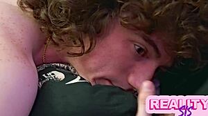 Goth girl stepsis Anna Claire Clouds teaches tantric sex with blowjob, handjob, and muff diving to newbie stepbro