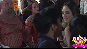 Slutty street flashing turns heads at wild Fantasy Fest party