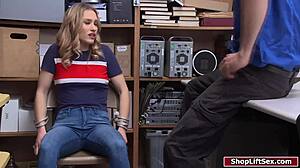 Blonde thief fucks officer to get free