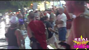 Slutty street flashing turns heads at wild Fantasy Fest party