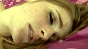 redhead teases and masturbates in sheer stockings