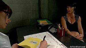 Huge Tits Milf Binds Lesbian for Ass Whipping