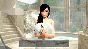 Feeling intense passion with the young 18+ hentai woman titty fucking her big tits in the bathroom pussy