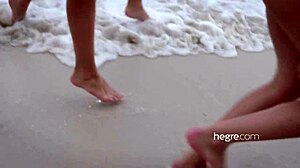 four beautiful girls feel free naked on the beach