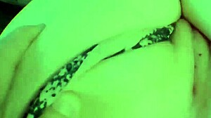 Pushing aside stepsister's panties to lick her shaved pussy during masturbation.