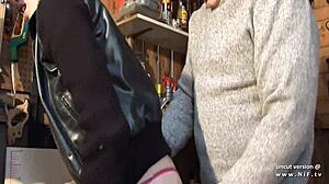 Horny French Blonde in Anal Threesome with Old Man