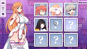 Waifu Hub Hentai Parody Game Asuna Orgasms Thrice on Couch