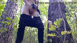 this is my first time fucking myself with a dildo in the forest