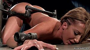 Hottie begs master to cum in bondage