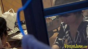 Japanese babe fingered and licked outdoors while watched