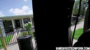 Look at this! Cute teen at bus stop earns cash and a wild ride. What a deal!