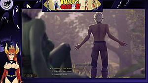 astorian chats with a female namekian in an anime adventure