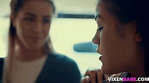 Church girls share secret lesbian desires with shaved pussies and scissoring.