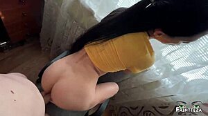 stepson helps stepmom after creampie in pussy