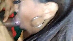 Ebony Ex Sucks Tattooed Cock While Boyfriend Works