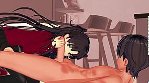 In this anime hentai, brunette Lita Chevy deep-throats a huge cock. She receives a massive cumshot.