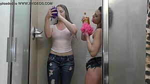 Intriguing big tits and juicy asses soaking wet in the shower.