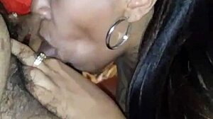 Ebony Ex Sucks Tattooed Cock While Boyfriend Works