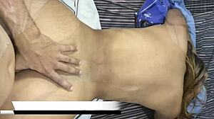 mariangel belle's rough fingering in ass makes him cum hard in missionary