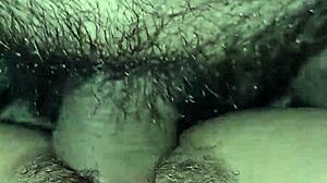 Single fucks slut wife, creampies hairy pussy in threesome