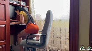 stepson helps stepmom after creampie in pussy