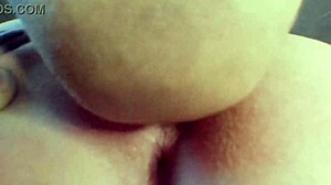 Pushing aside stepsister's panties to lick her shaved pussy during masturbation.